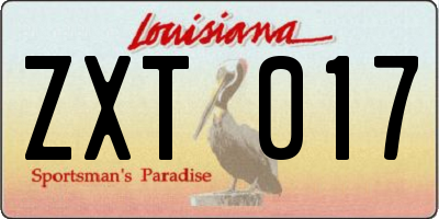 LA license plate ZXT017