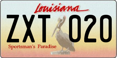 LA license plate ZXT020
