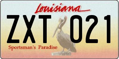 LA license plate ZXT021