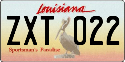 LA license plate ZXT022