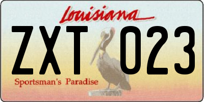 LA license plate ZXT023