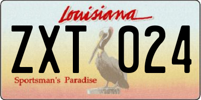 LA license plate ZXT024