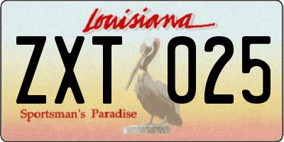 LA license plate ZXT025