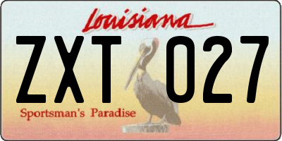 LA license plate ZXT027