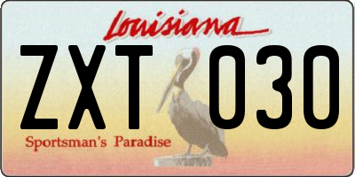 LA license plate ZXT030
