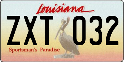 LA license plate ZXT032