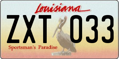 LA license plate ZXT033