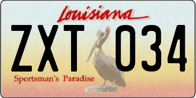LA license plate ZXT034