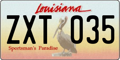 LA license plate ZXT035