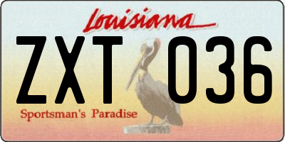 LA license plate ZXT036