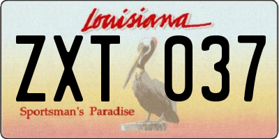 LA license plate ZXT037