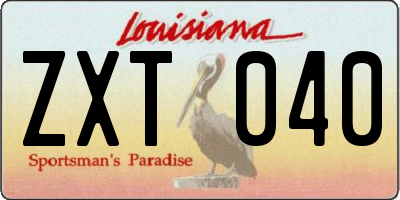 LA license plate ZXT040