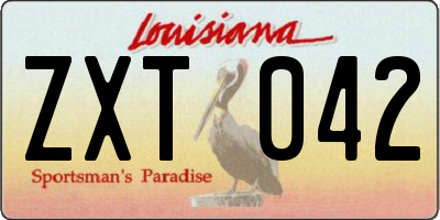 LA license plate ZXT042