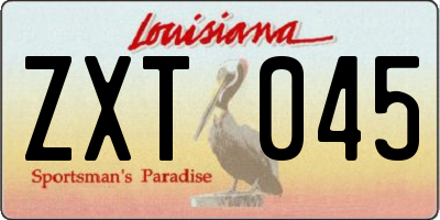 LA license plate ZXT045