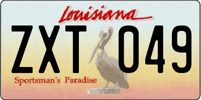 LA license plate ZXT049