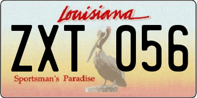 LA license plate ZXT056