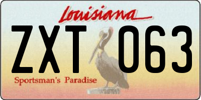 LA license plate ZXT063