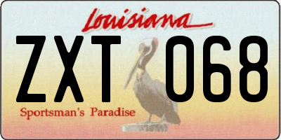 LA license plate ZXT068