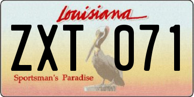 LA license plate ZXT071