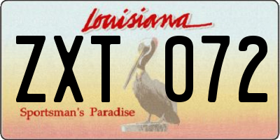 LA license plate ZXT072