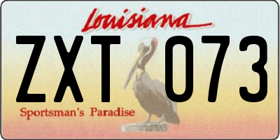 LA license plate ZXT073