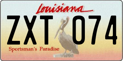 LA license plate ZXT074