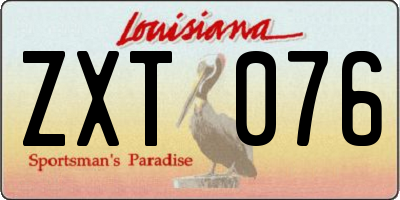 LA license plate ZXT076