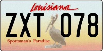 LA license plate ZXT078