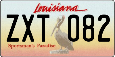 LA license plate ZXT082