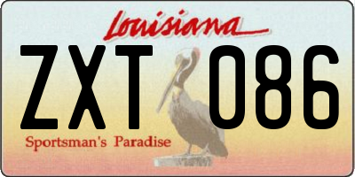 LA license plate ZXT086