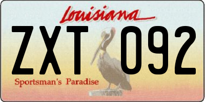 LA license plate ZXT092