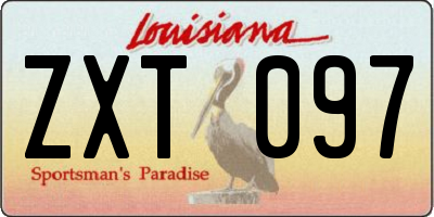 LA license plate ZXT097