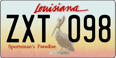 LA license plate ZXT098