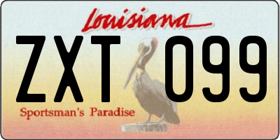 LA license plate ZXT099