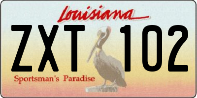 LA license plate ZXT102