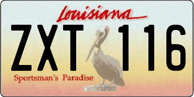 LA license plate ZXT116