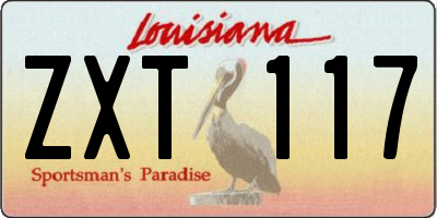 LA license plate ZXT117