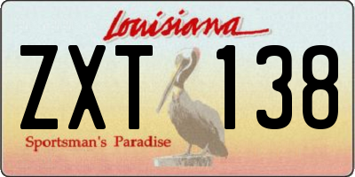 LA license plate ZXT138