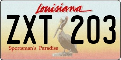 LA license plate ZXT203