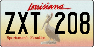 LA license plate ZXT208