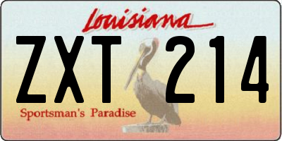 LA license plate ZXT214