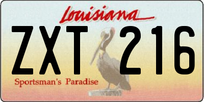 LA license plate ZXT216