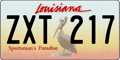 LA license plate ZXT217