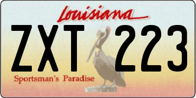 LA license plate ZXT223