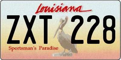 LA license plate ZXT228