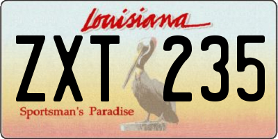 LA license plate ZXT235