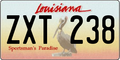 LA license plate ZXT238