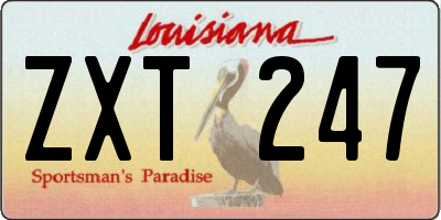 LA license plate ZXT247