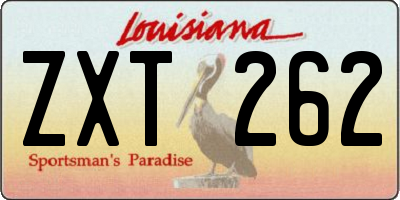 LA license plate ZXT262