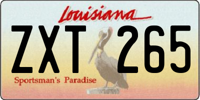 LA license plate ZXT265